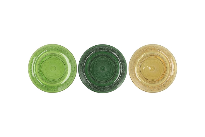 <h4>Dayah Forest Green Glass Plate 15x2cm Ass P/1 Nm</h4>