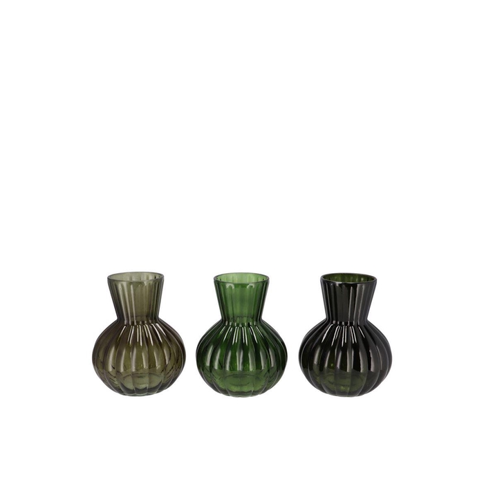 <h4>Feline Dark Green Mix Vase Ass 12x15cm</h4>