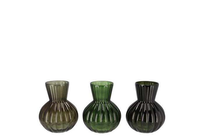 Feline Dark Green Mix Vase Ass 12x15cm
