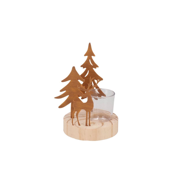 <h4>Katy Rust Metal Rack Deer And Tree T-light 11x11x1</h4>