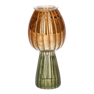 DF02-730302400 - Candle holder Morel2 d3.4/5.5xh11.8 green/orange metallic