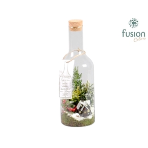 Green Bottle Fles Medium Kerst met Arrangement