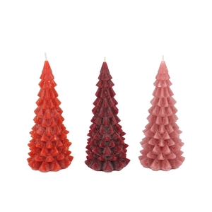 Frosty Red Mix X-mas Tree Candle 8x16cm Ass