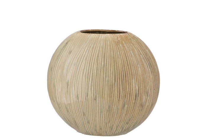 <h4>Sifan Green Vase Stripe Oval 24x10x23cm</h4>