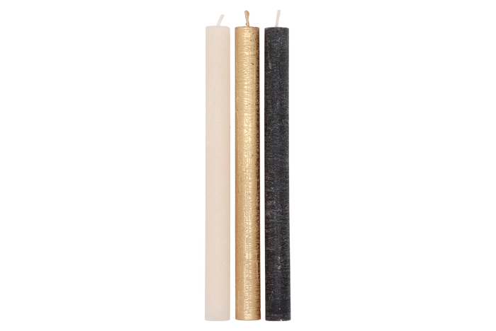 Frosty Black Mix Taper Candle 2x25cm