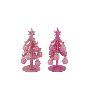 Sparkly Fuchsia/pink X-mas Tree Ass 7x15cm