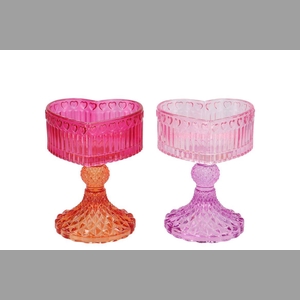 Amour Fuchsia Mix T-light Heart Ass 10x9x13cm