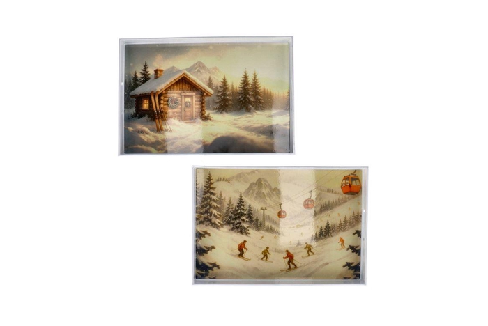 Melamine Print White Tray Rectangle Snow Ass 40x26x4cm