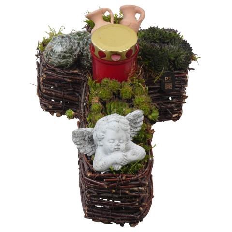 <h4>PTAH3049 Arrangement Allerheiligen in rieten kruis</h4>
