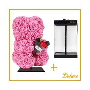 arr3 Deco beer 25cm - Licht roze met boeket