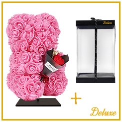 Arr6 Deco Beer 25cm - Licht Roze Met Boeket