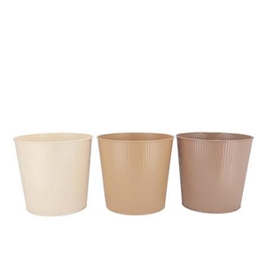 Zinc Natural Brown Mix Bucket Striped Ass 25x22x17cm