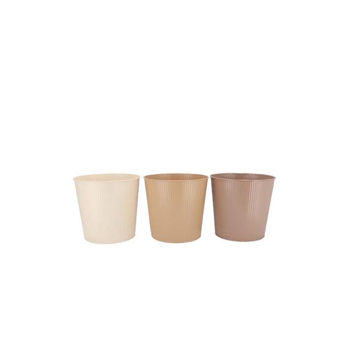 <h4>Zinc Natural Brown Mix Bucket Striped Ass 25x22x17cm</h4>