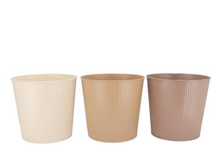 Zinc Natural Brown Mix Bucket Striped Ass 25x22x17cm