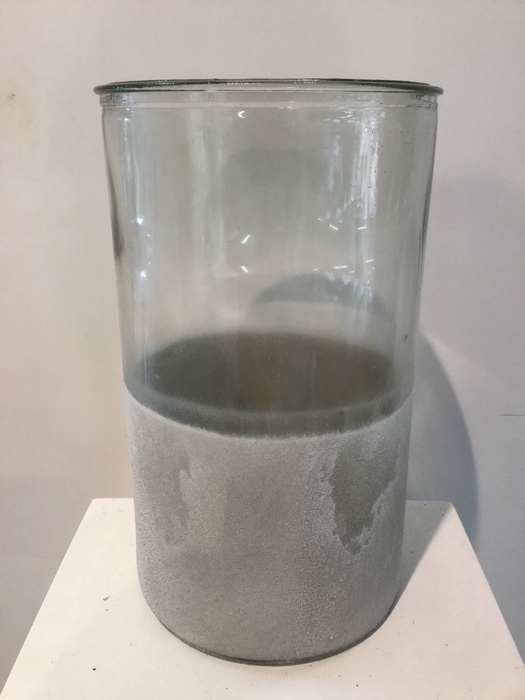 HALF SNOW BERGEN GLASS CYLINDER 15X26CM OASIS-DECO
