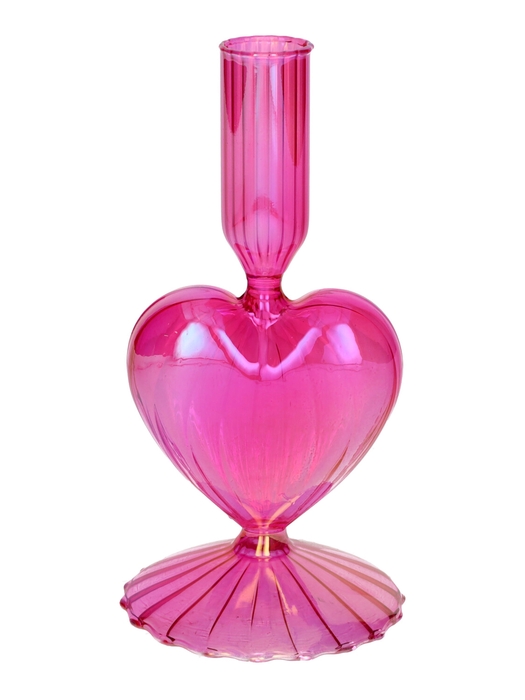 <h4>DF02-730702100 - Candle hldr Lovely 8.5x8.5x16.5 fuchsia+pearl</h4>