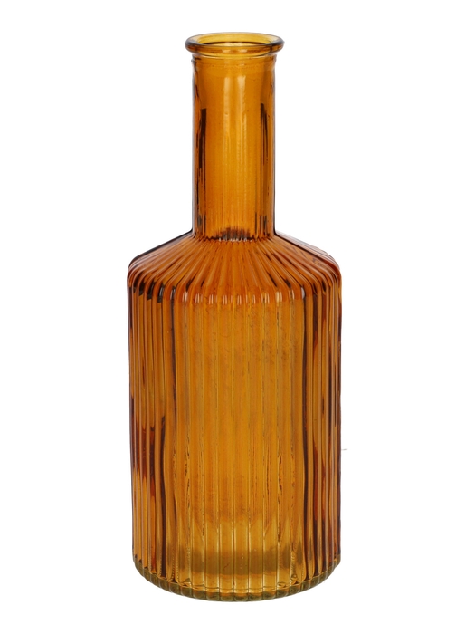 <h4>DF02-665462700 - Vase Caro lines neck d3.7/8.2xh20.5 ochre transparent</h4>