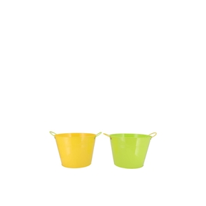 Zinc Basic Yellow/green Ears Bucket 10x9cm