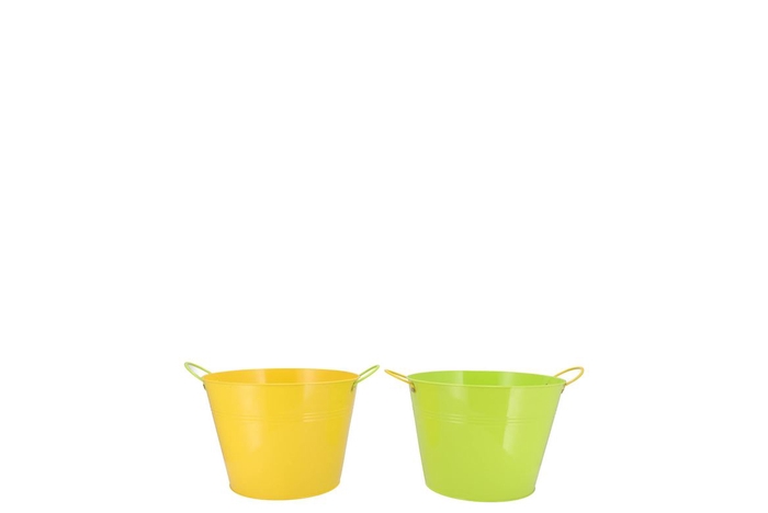 Zinc Basic Yellow/green Ears Bucket 10x9cm