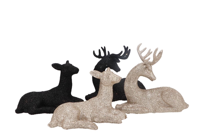 <h4>Sparkle Black/gold Deer Couple Ass 20x12x12cm</h4>