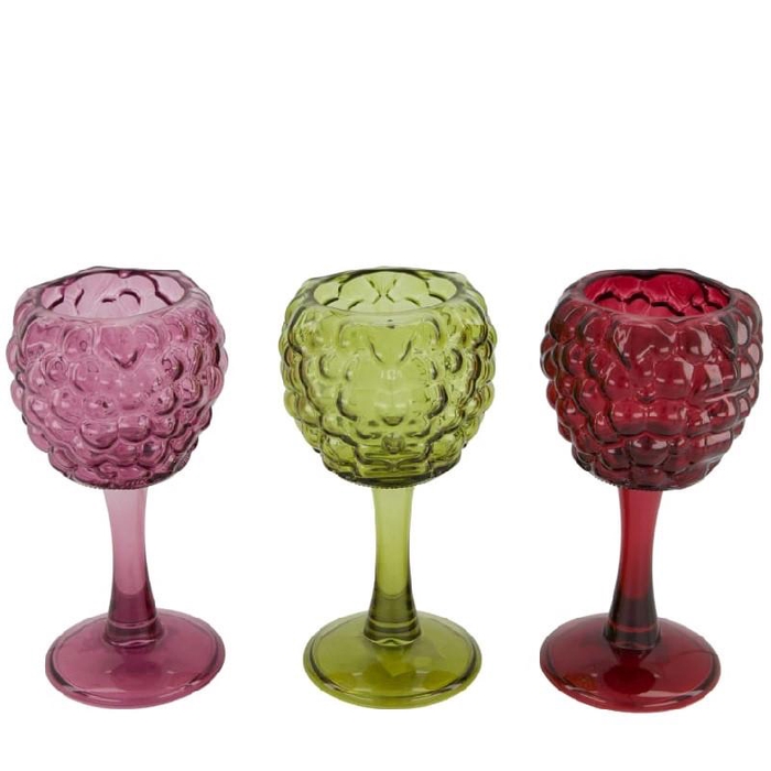 <h4>Theelichth. Glas Grape/voet d09*17.5cm</h4>