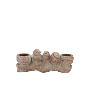Concrete Golden Birds Branch T-light 26x9x11cm