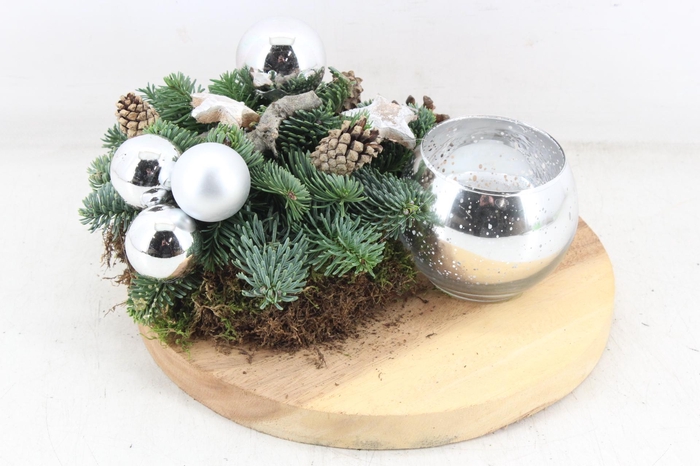 <h4>arr5 Kerst MB - Hout luxe schijf 1wax Zilver</h4>