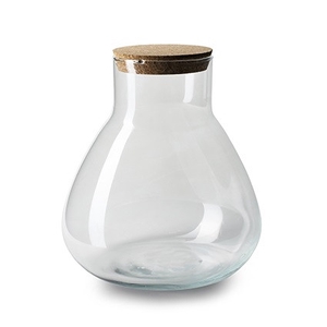 Glass ball vase+cork d22 26cm