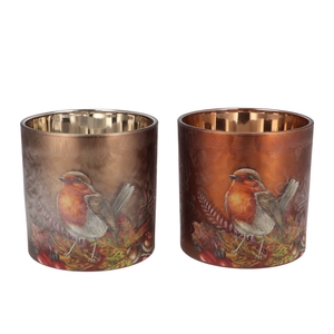 Ruby Scottish Brown T-light Bird Ass 15x15cm