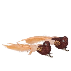 Deco Shine Bird Clip Scottish Copper 16cm Per 2