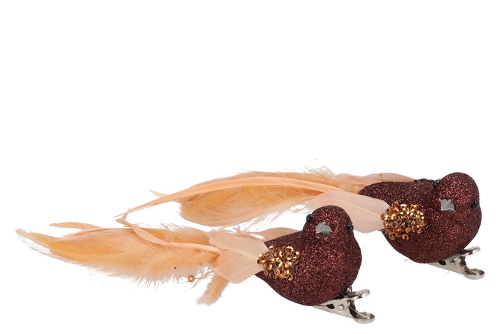 <h4>Deco Shine Bird Clip Scottish Copper 16cm Per 2</h4>
