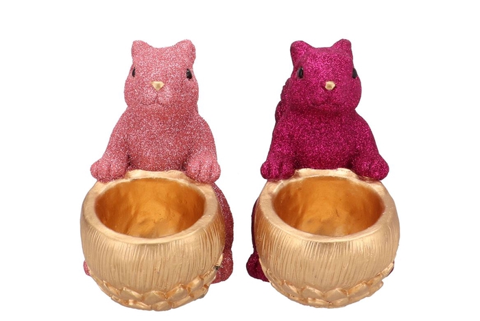 <h4>Jingle Pink/fuchsia Squirrel Sitting Ass 22x12x18cm</h4>