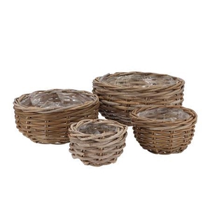 Rattan Kuboo Basket Round Belly S/4 D13/19/26/32 H