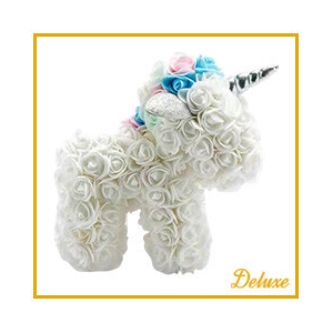 Unicorn DELUXE op standaard 25cm wit in luxe cadeauverpakking !!!