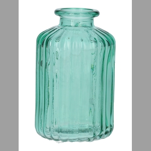 DF02-666111000 - Bottle Caro lines d3.5/6.2xh10 turquoise transparent