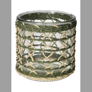 DF01-740485600 - Candle holder Vina d12xh11.8 green/natural