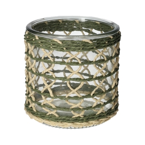 DF01-740485600 - Candle holder Vina d12xh11.8 green/natural