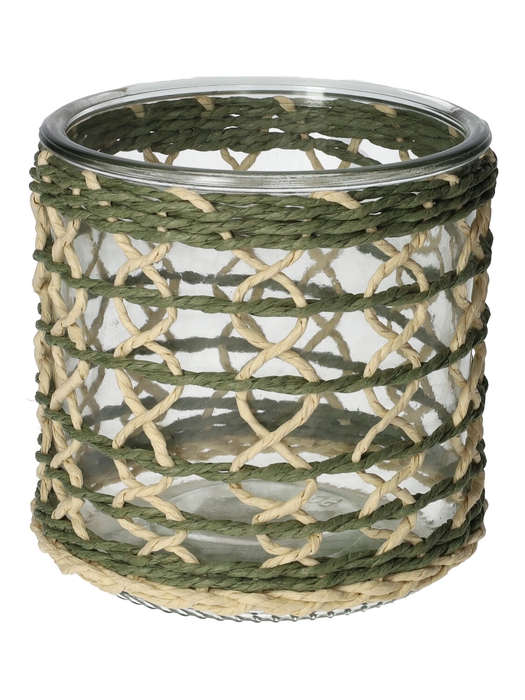 <h4>DF01-740485600 - Candle holder Vina d12xh11.8 green/natural</h4>