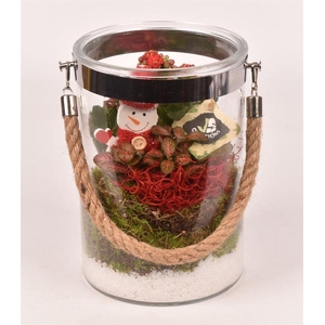 Glas met zilver rand en touw 15cm