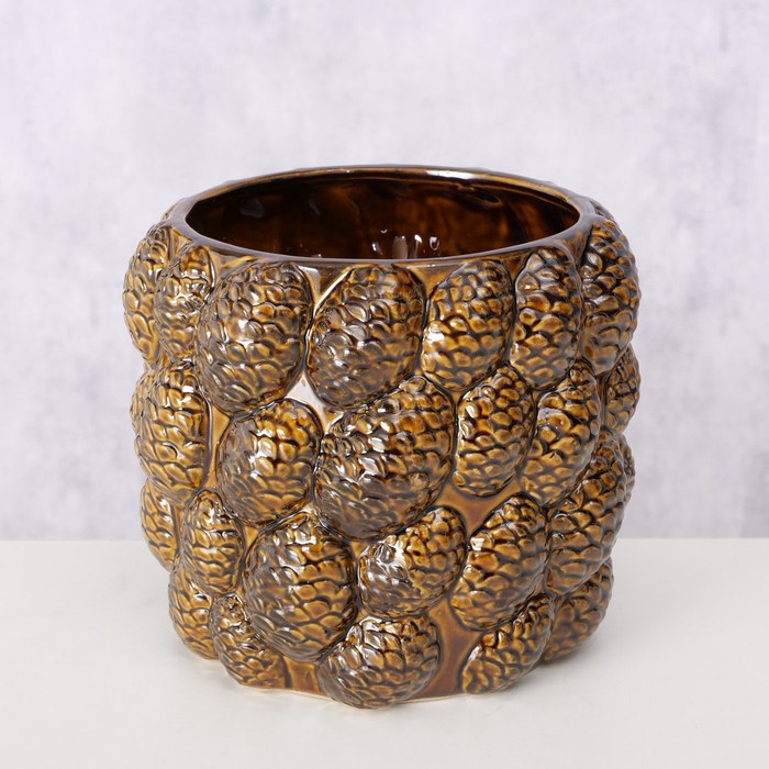 <h4>Planter Corny, H 14 cm, Earthenware, Reactive glaze, Shiny, Single-colour stoneware brown</h4>