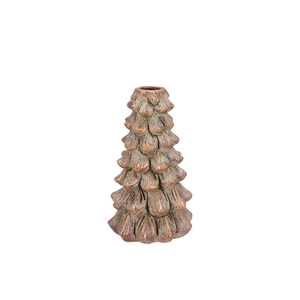 Concrete Golden Pine Tree Candle Holder 11x11x19cm Nm