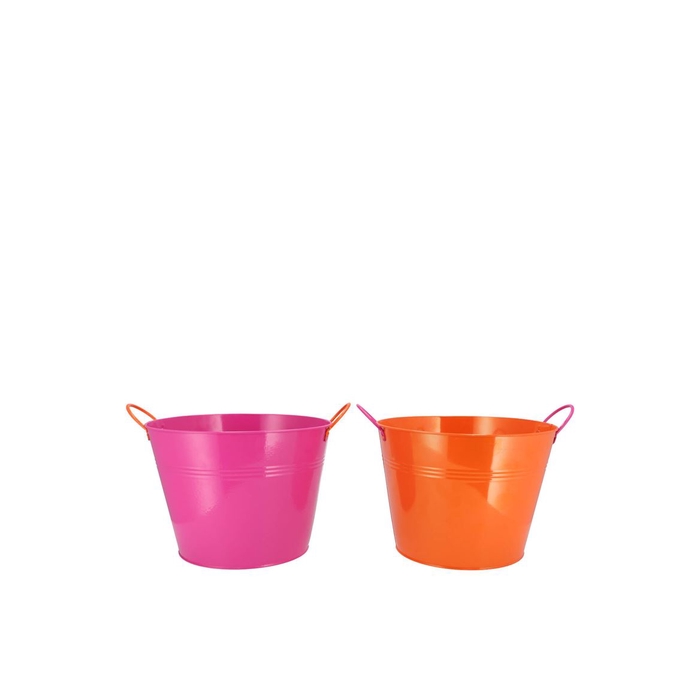 <h4>Zinc Basic Fuchsia/orange Ears Bucket 16x14cm</h4>