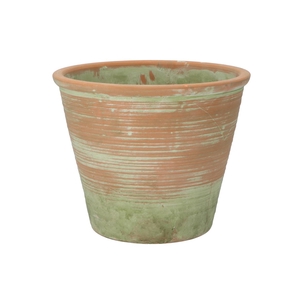 Cement Pot Oud Groen Rood 27x22cm