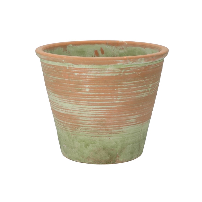 <h4>Cement Pot Oud Groen Rood 27x22cm</h4>