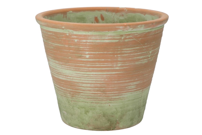 Cement Pot Oud Groen Rood 27x22cm