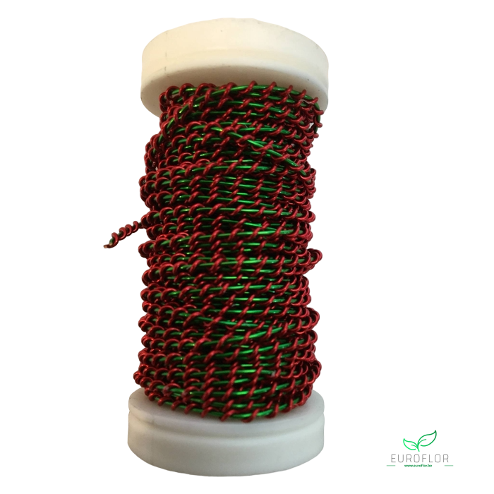 WIKKELDRAAD TWO TONE - ROOD rond GROEN - 100GR 10M