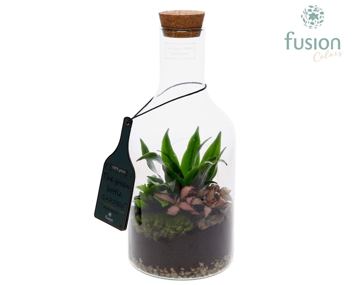 <h4>Green Bottle Fles Small met Arrangement</h4>