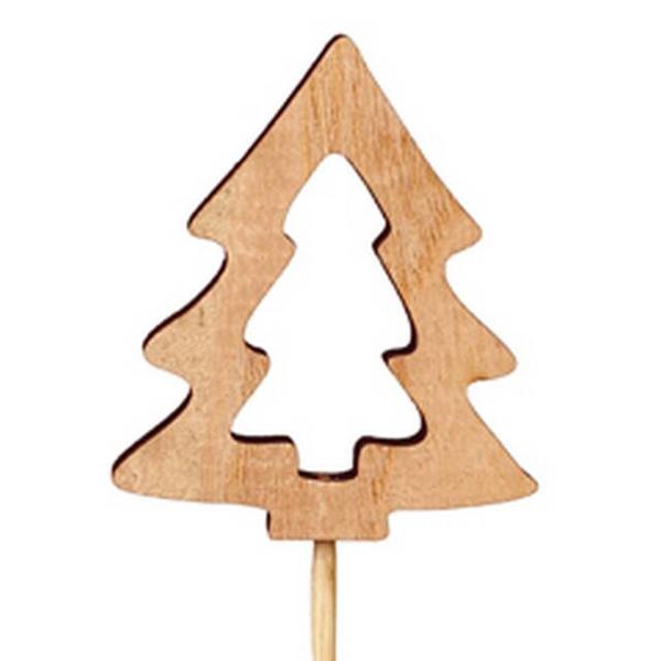 <h4>Bijsteker kerstboom open hout 7x6cm+12cm stok</h4>
