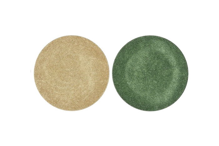 Melamine Shine Olive Green/gold Plate Round Ass 28x28x2cm