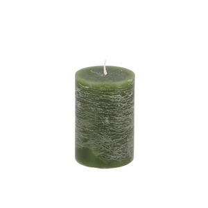 Candle Rustic Pillar Green 7x10cm